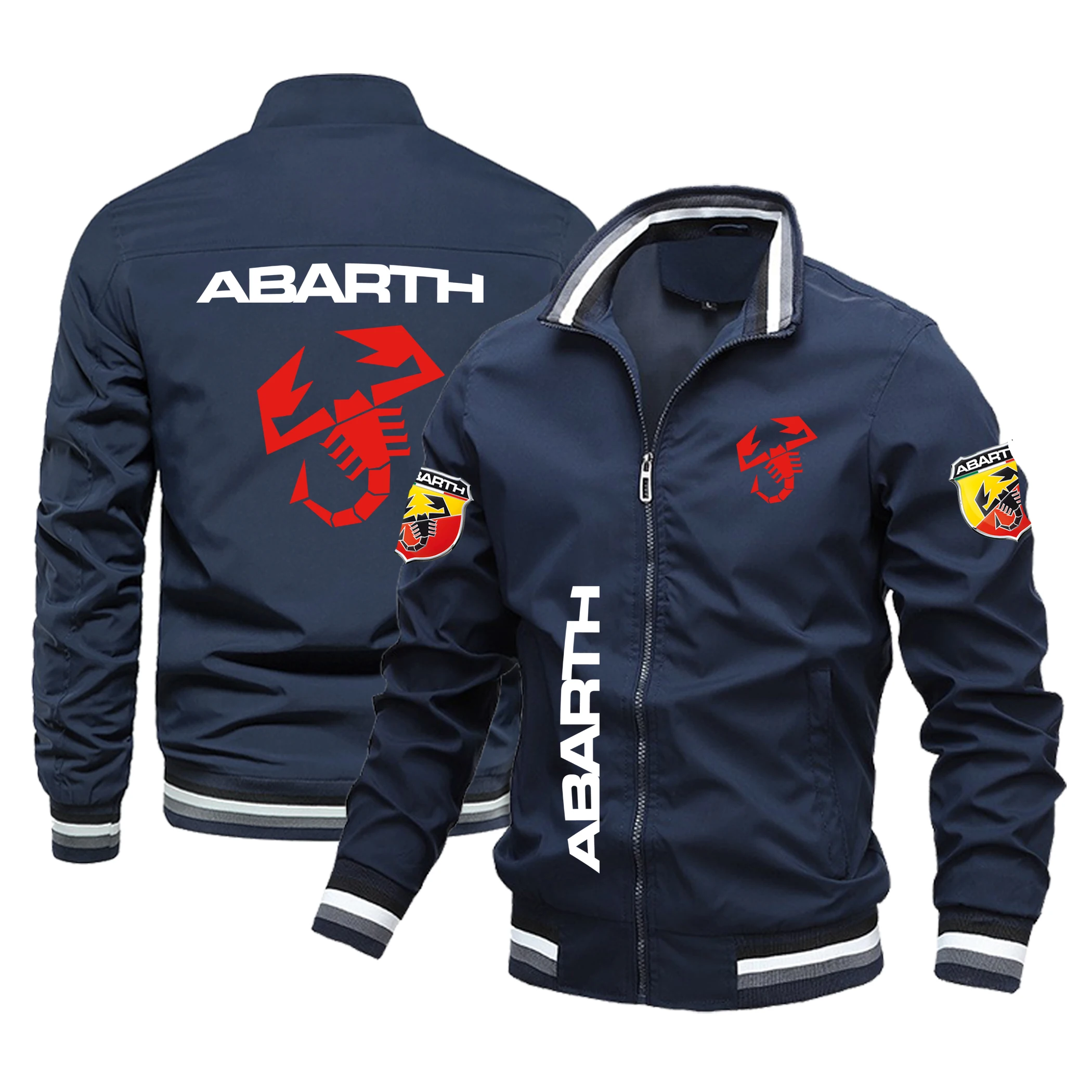 2024 New Men's Classic Racing Jacket ABARTH Logo Printed Jacket Zipper Round Neck Jacket Outdoor Bicycle Off Road Camping Jacket