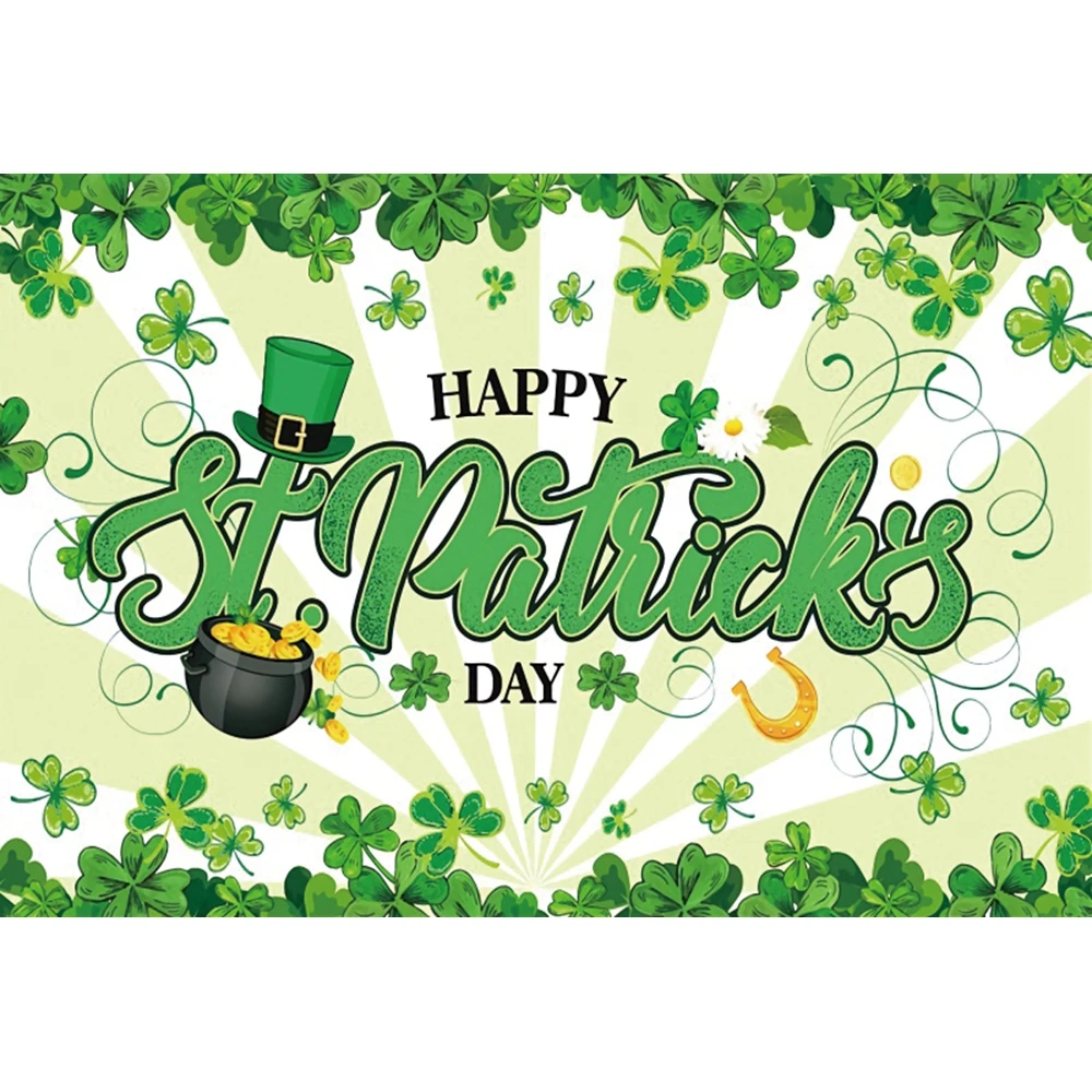 خلفية للتصوير الفوتوغرافي لعيد القديس باتريك ديكور حفلات محظوظ ربيعي أخضر شامروكس ليبريشان خلفية صورة للأطفال دعامة للتصوير الفوتوغرافي