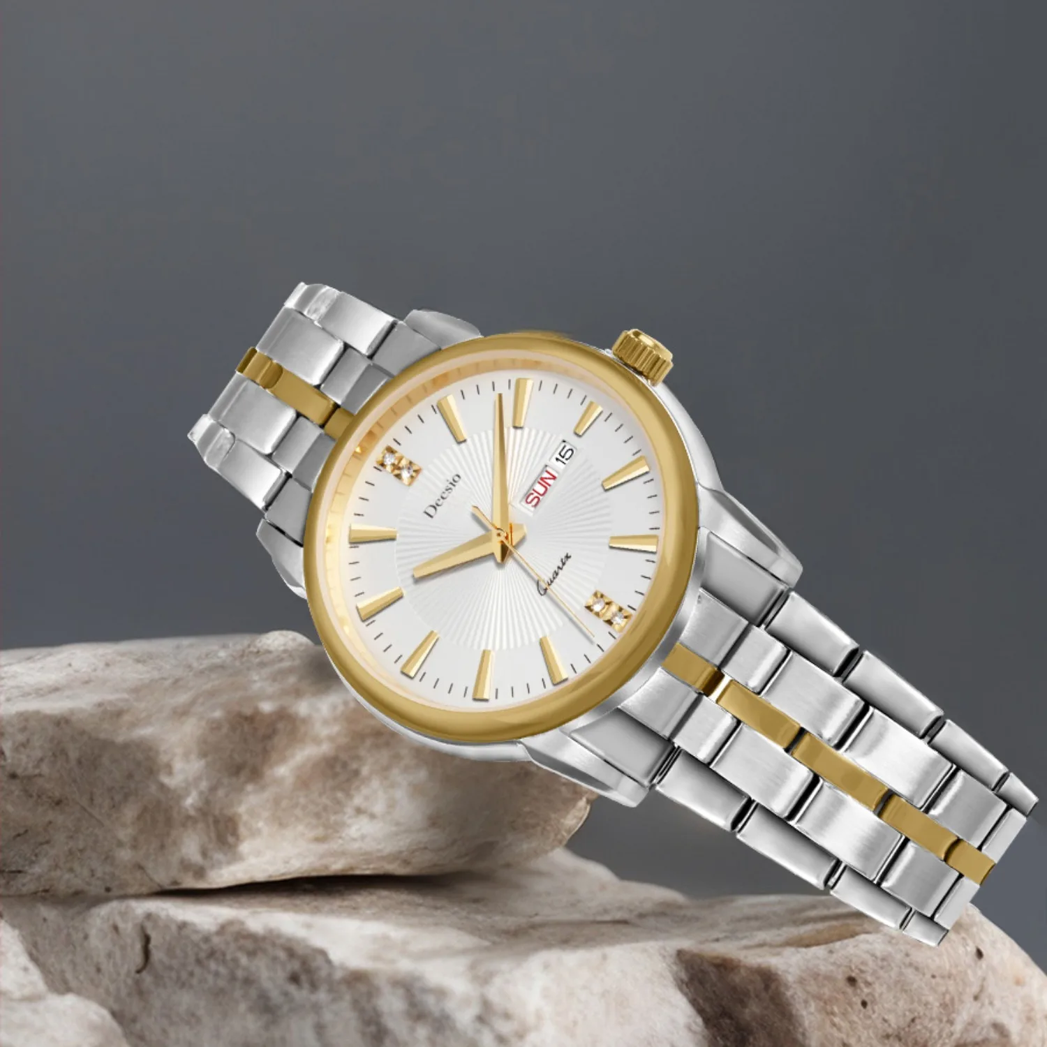 ساعة Deesio مزدوجة التقويم 30 متر مقاومة للماء، ساعة كوارتز بحركة يابانية راقية للأعمال، ساعة للأزواج