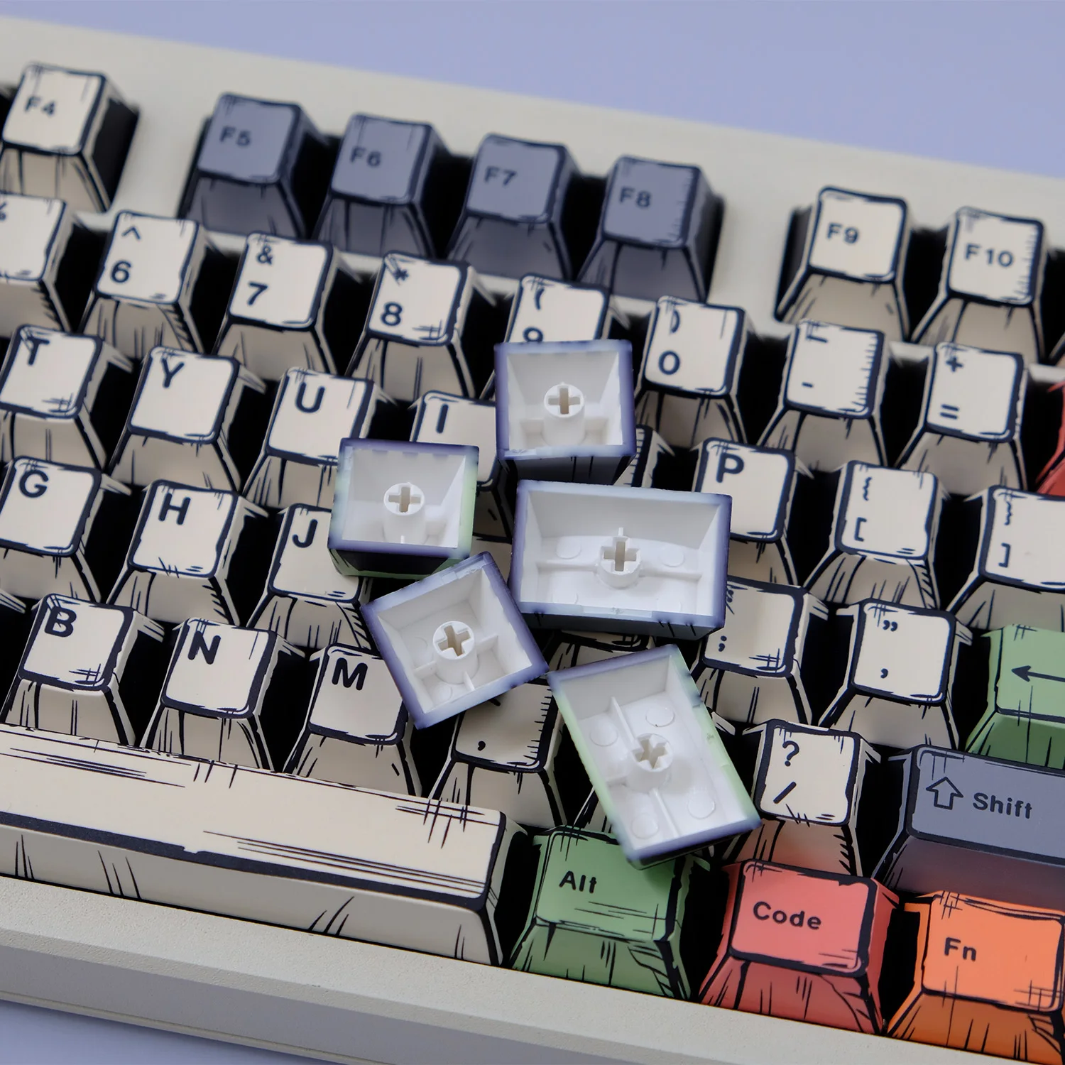 النمط الهزلي GMK قماش كيكابس صبغ الفرعية Keycap الكرز PBT للوحة المفاتيح الميكانيكية 75% لون مفتاح قبعات بساطتها الرجعية مخصص لتقوم بها بنفسك