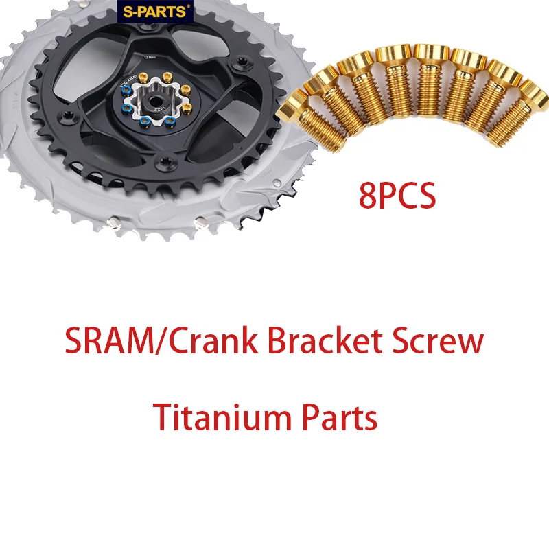 8pcs Bicycle Crank Titanium Screw For SRAM  Quarq Red Axs12 speed 8 Hole Chainring Nut