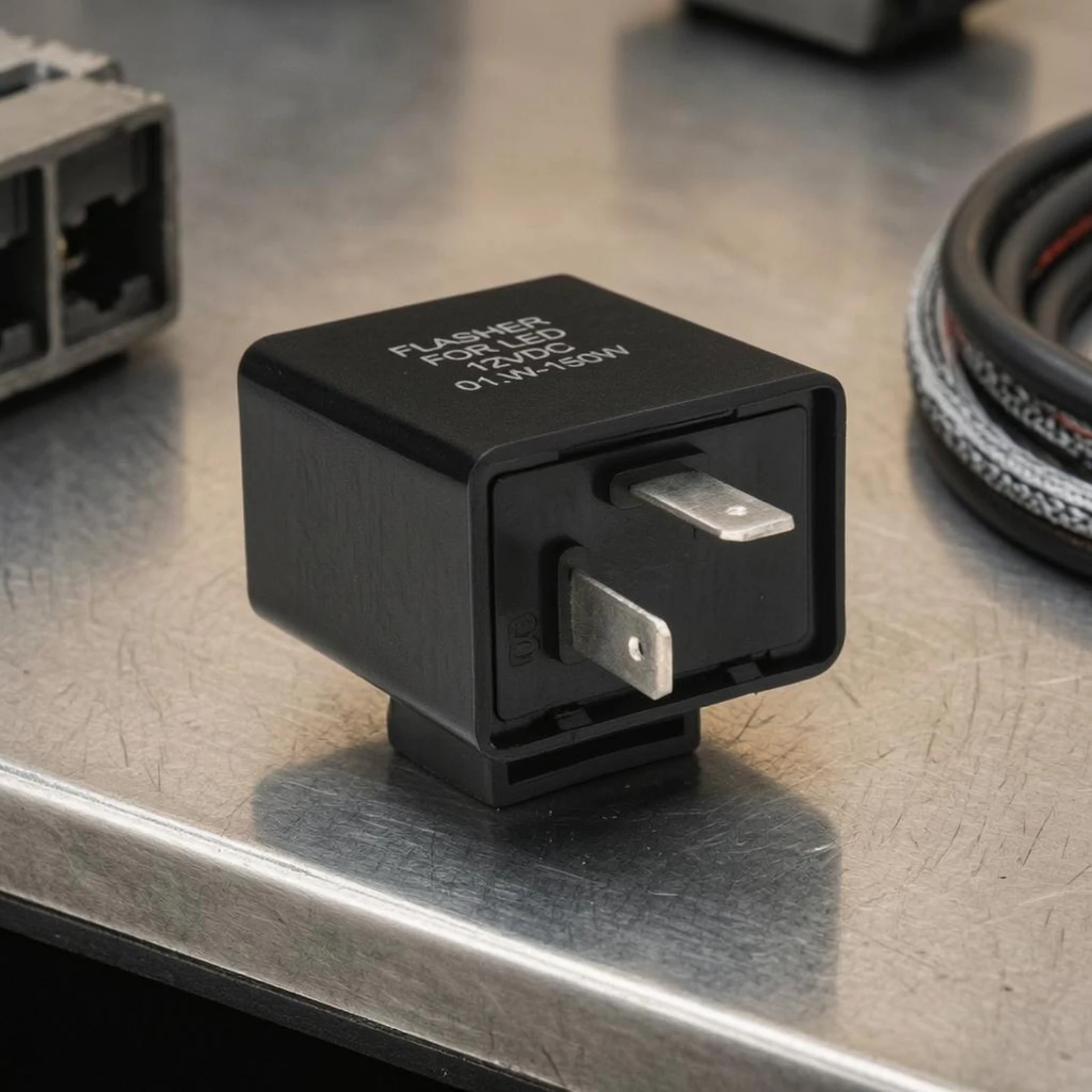 LED Flasher Relay Compact 2-Terminal Flasher Relay Vehicle Part Box-Shaped Overload Protection