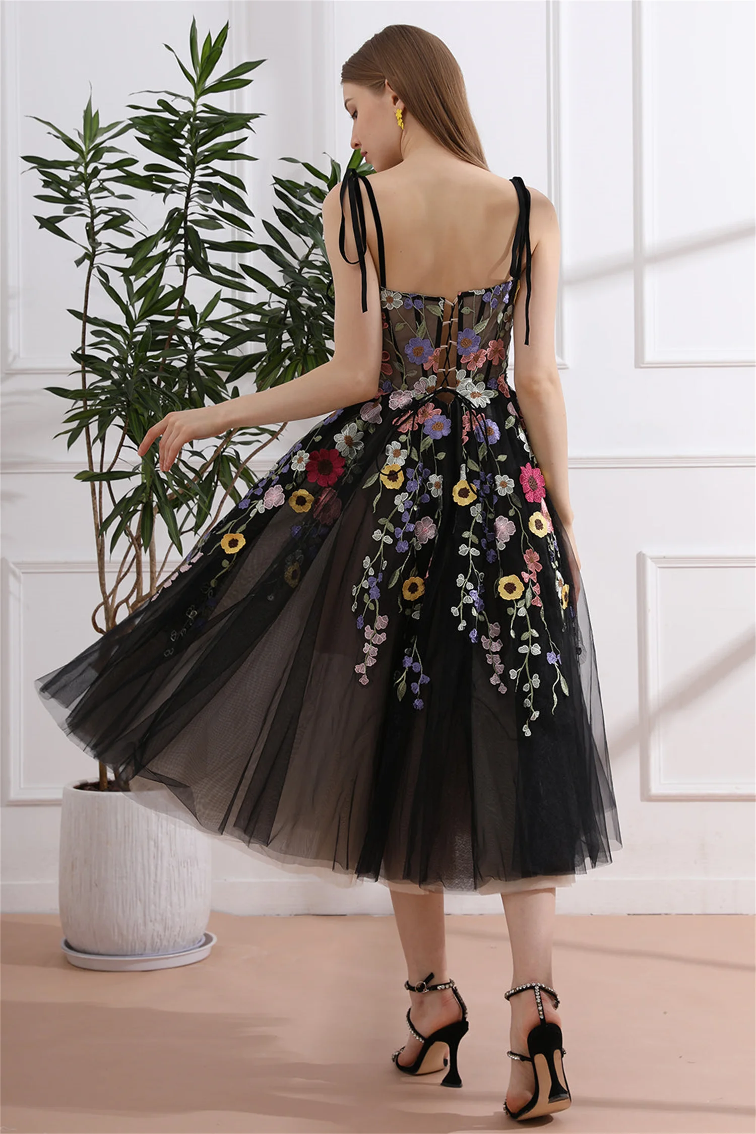 Aileen Cocktail Dress Black Sweetheart 3D Flowers Sukienki na specjalne okazje na formalne okazje Suknia wieczorowa Prom Customized