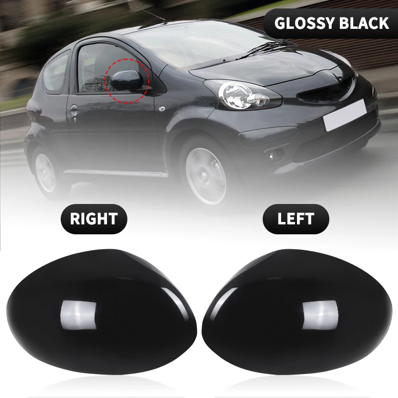 Side Rear View Mirror Cover Cap Bright Black for Toyota AYGO 107CC for Citroen C1 2006 2007 2008 2009 2010 2011 2012 2013 2014