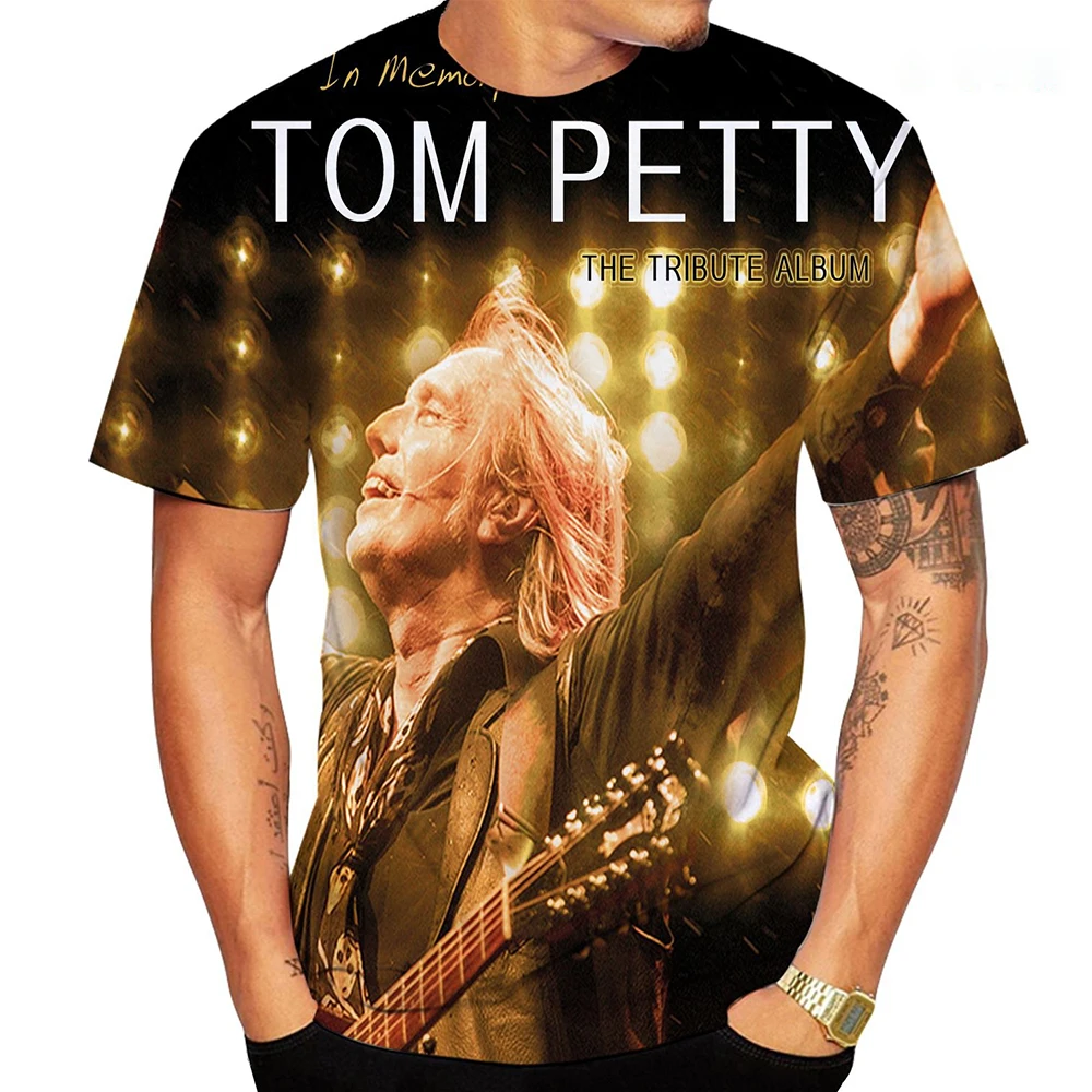 New 3D Printed T-shirts Rock Singer Tom Petty Short Sleeve T Shirt