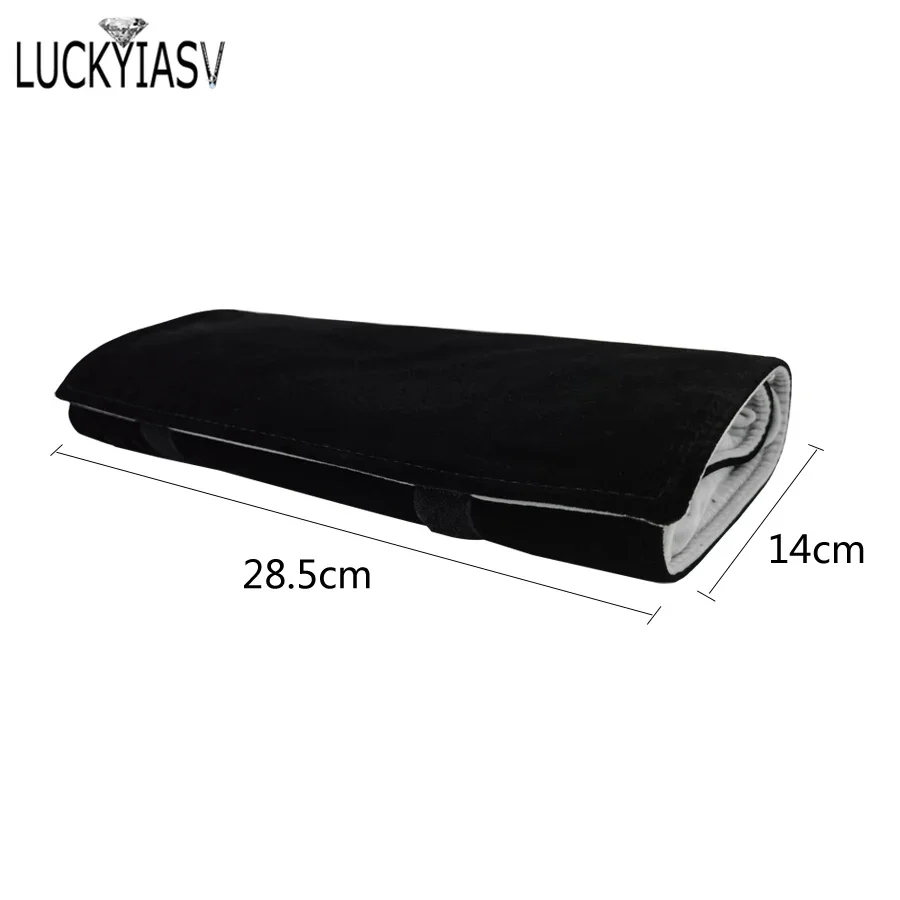 حقيبة تخزين المجوهرات لفة المجوهرات المحمولة المخملية الحقيبة خواتم تخزين حامل خاتم تنظيم صندوق حقيبة مجوهرات صغيرة #6