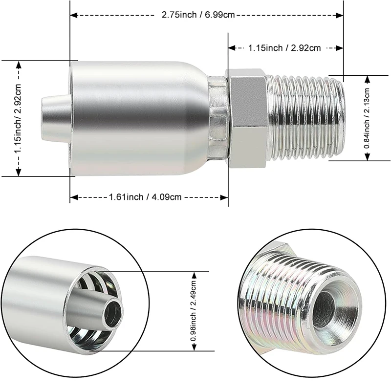 1/2 inch JIC 37-Degree Female Swivel Hydraulic Hose Crimp Fitting or 1/2 inch NPT Male Hydraulic Hose Crimp Fitting
