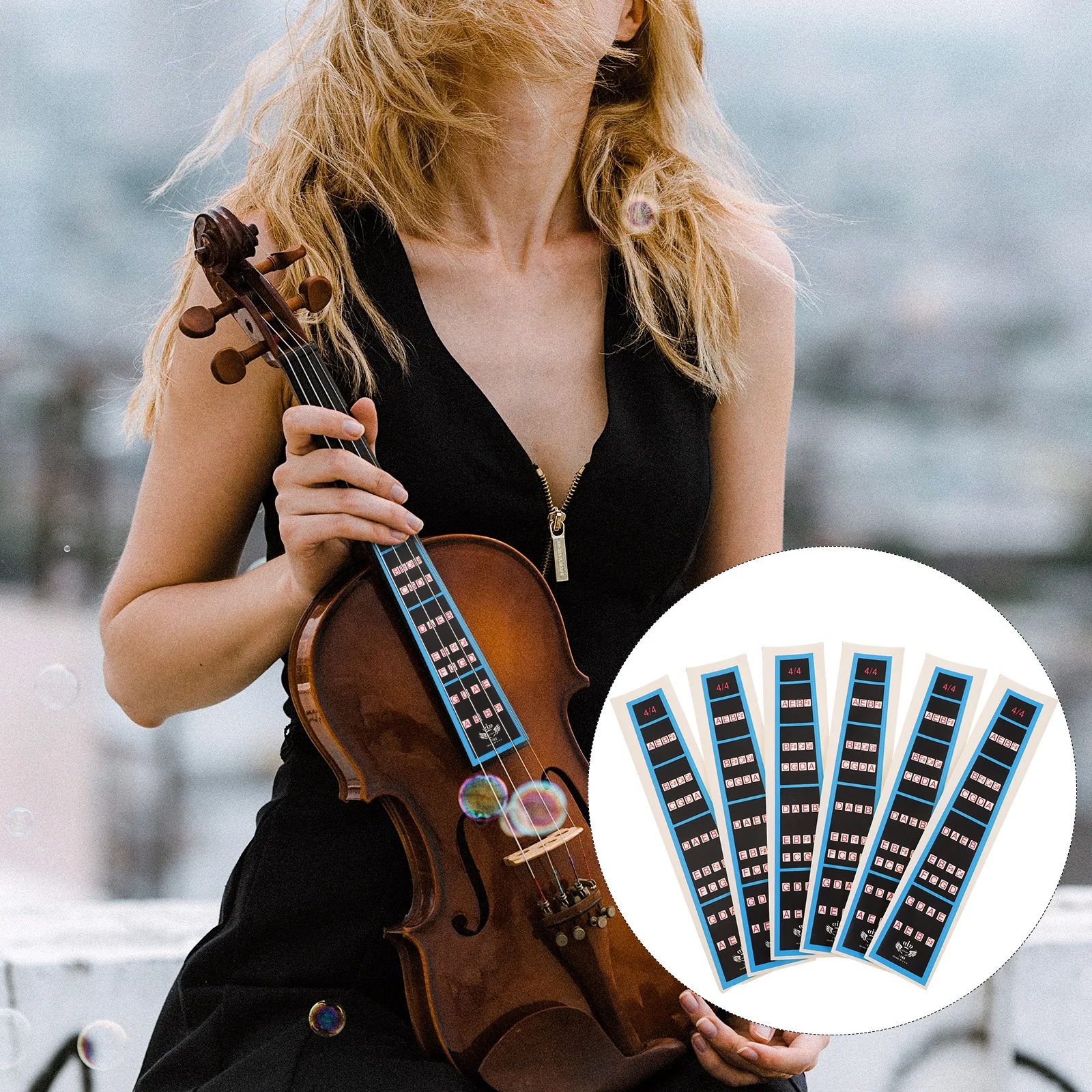 

6pcs Fingerboard Stickers Violin Pitch Position Markers Scale Note Guide For Beginners Fretboard Decals Learning Accessories