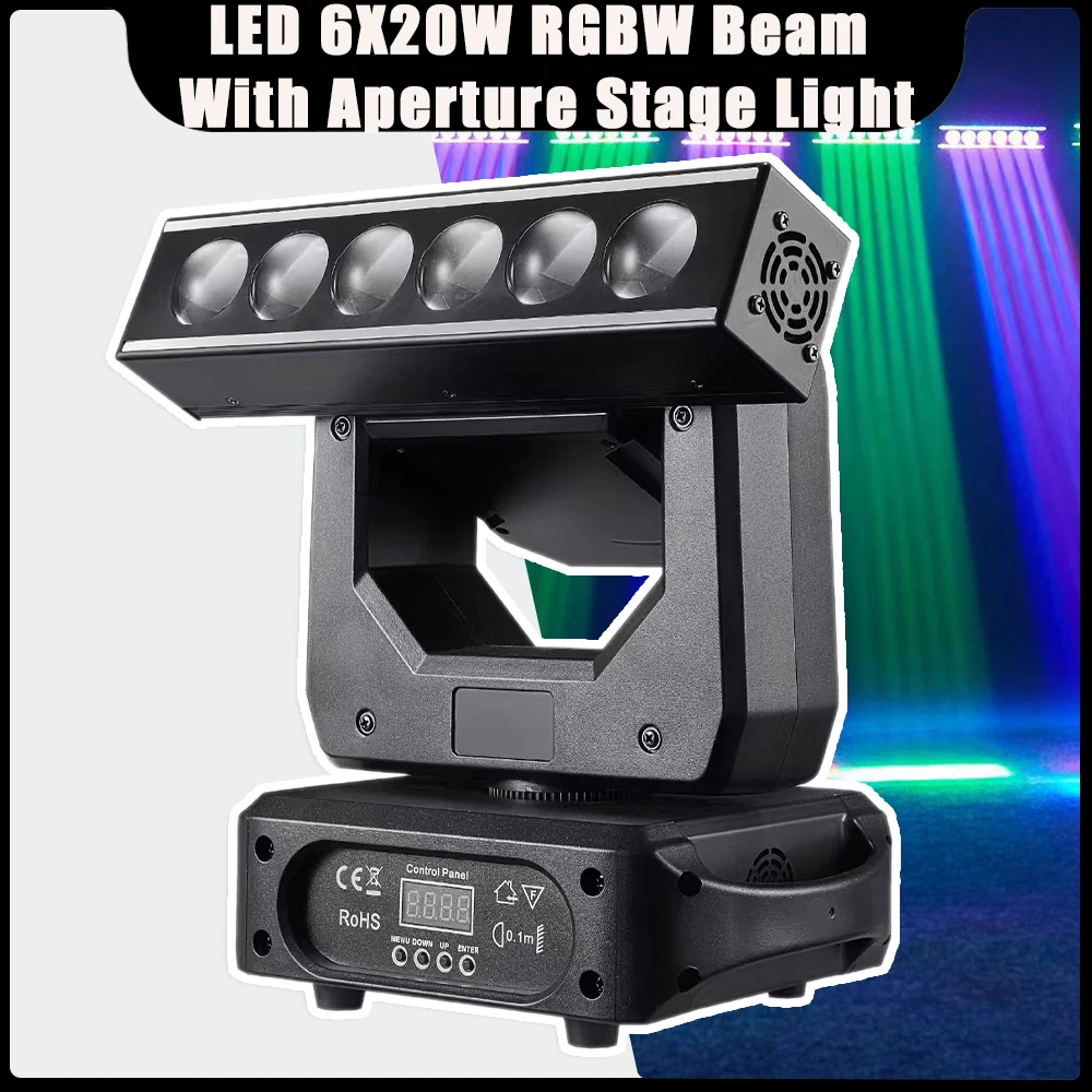 LED 6X20W RGBW Beam Moving Head Light With Ring High brightness Infinite Rotation Stage Lights DMX For DJ Disco Club Wedding Bar