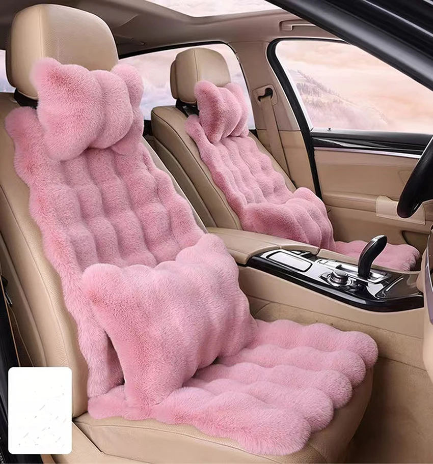 New Bubble Fleece Car Seat Cushion Winter Thickened Plush Car Seat Cover Artificial Rabbit Hair Cushion For Car Seats Anti-Slip