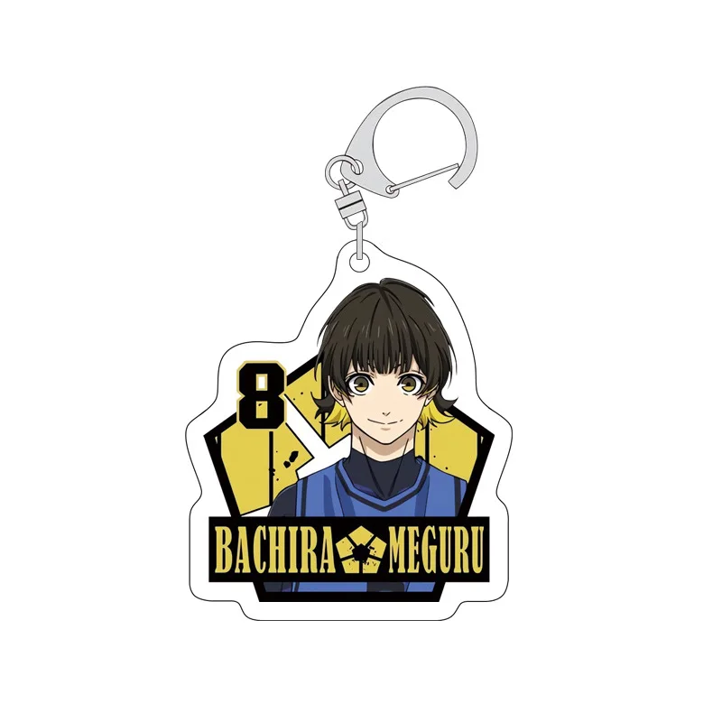 سلسلة مفاتيح مصنوعة من الأكريليك لسلسلة شخصيات القفل الأزرق أنيمي Isagi Yoichi Meguru Kunigami سلسلة معدنية قلادة هدية رائعة 6 سنتيمتر