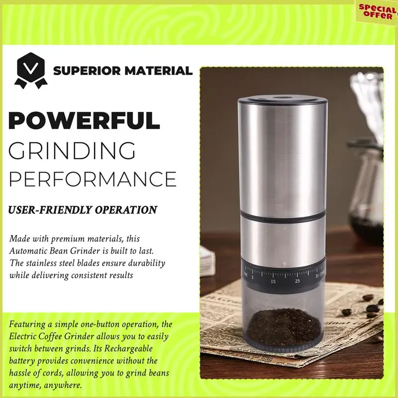 

A34R Electric Coffee Grinder Rechargeable Automatic Bean Grinder Portable Coffee Grinder Grinder