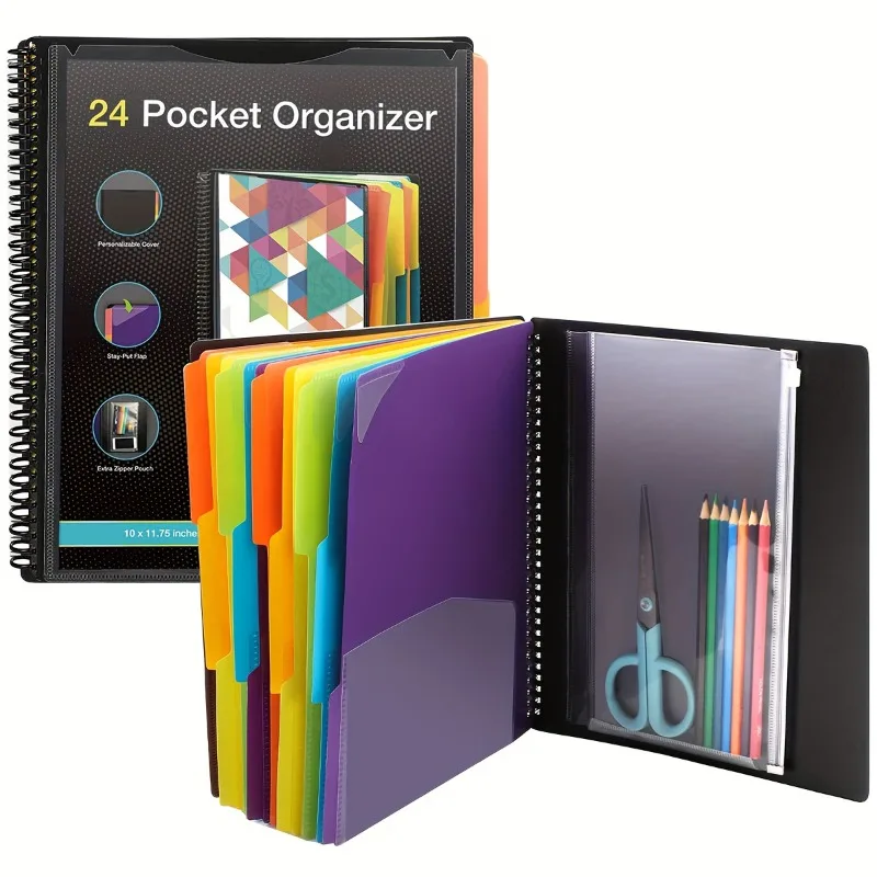 1pcs PP Coil Notebook Folder Smooth Page Turning Scratch Resistant Cover Categorize Work Files Exam Wrong Notes Storage Supply