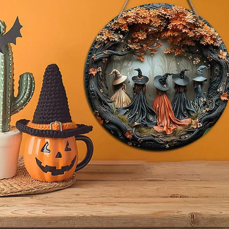 Outdoor Halloween Porch Plaque Handcrafted Wooden Front Door Sign Seasonal Garden Party JOMD