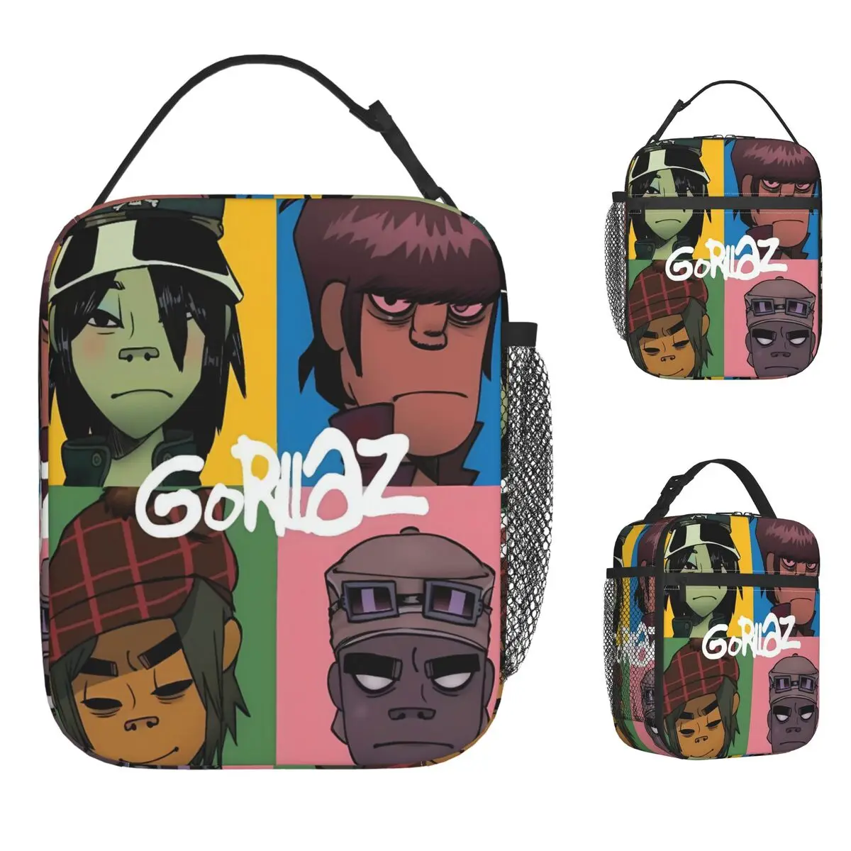 Gorillazs Lunch Bag Band Rock Portable Lunch Box Women Office Graphic Design Cooler Bag Fun Oxford Tote Food Bags