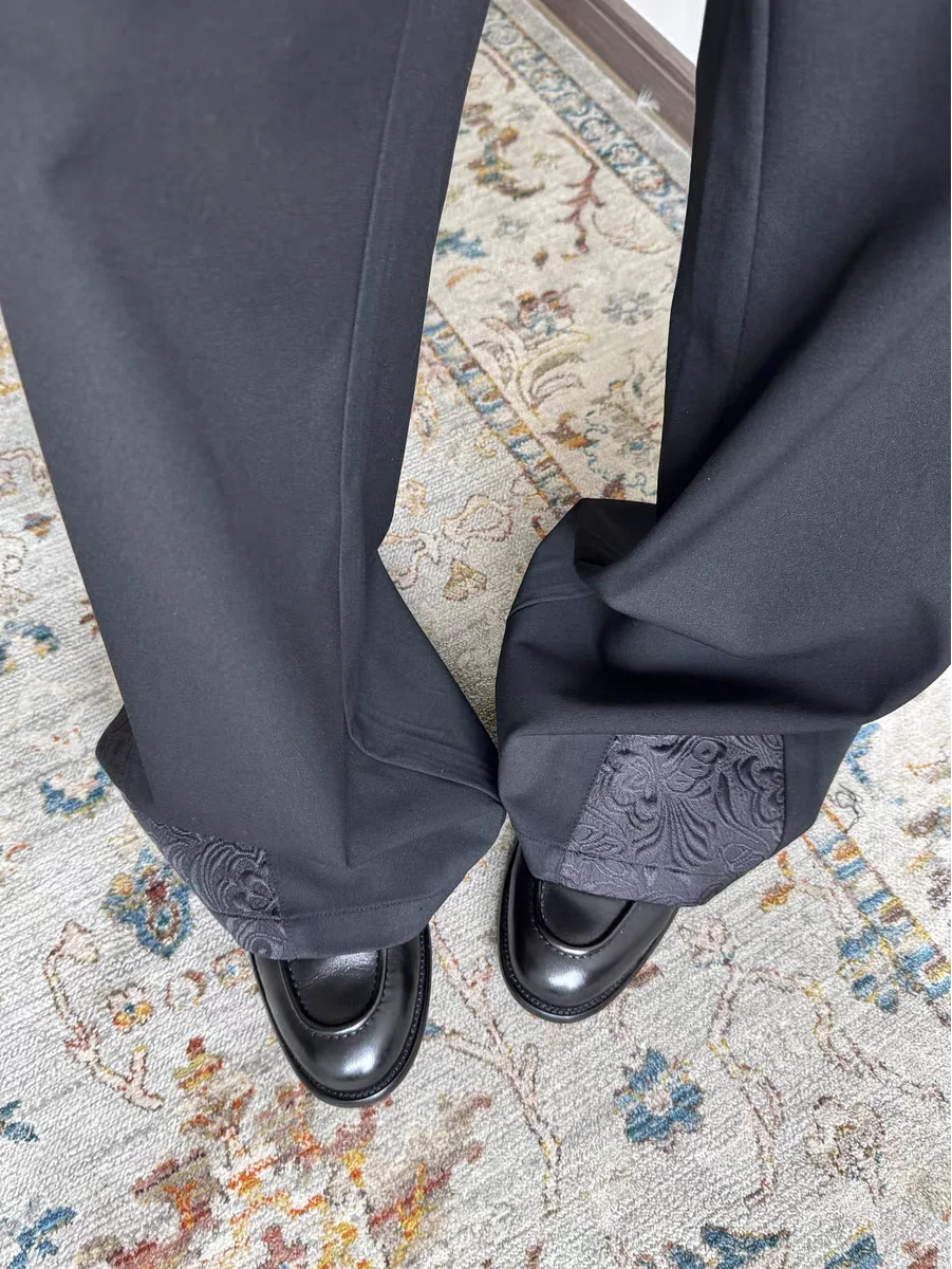 

Мужские повседневные брюки с высокой талией, расклешенные, в американском стиле, модные, удлиненные, А-силуэт, широкие штанины, для отдыха