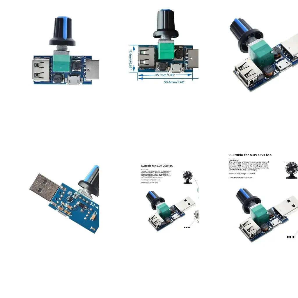 4V-12V 5W Multi-Gear USB Fan Speed Regulation Controller Fan Module ATX Manual Speed Regulation