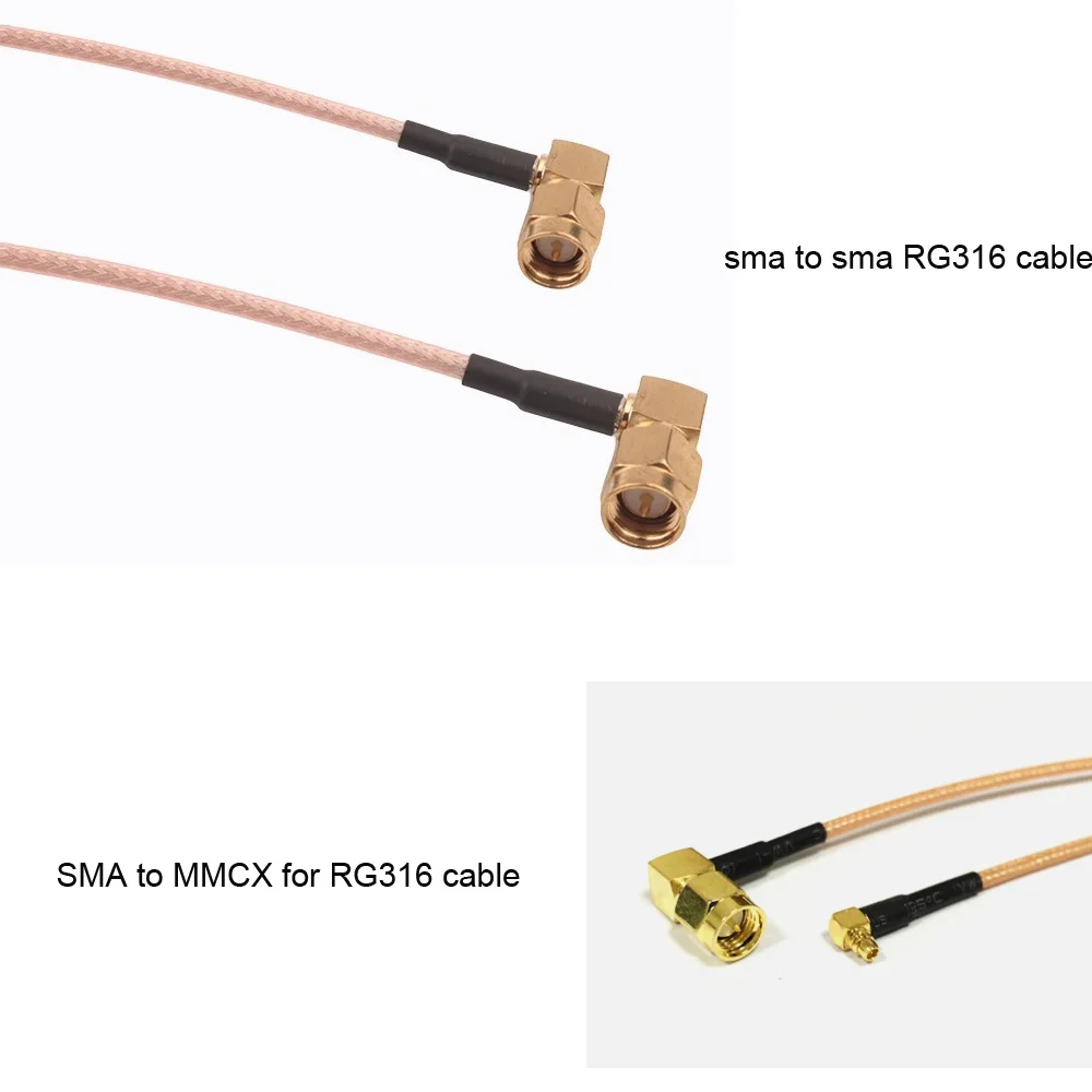 50PCS SMA Male To SMA MMCX Male Right Angle Cable 90-Degree 20CM RG316