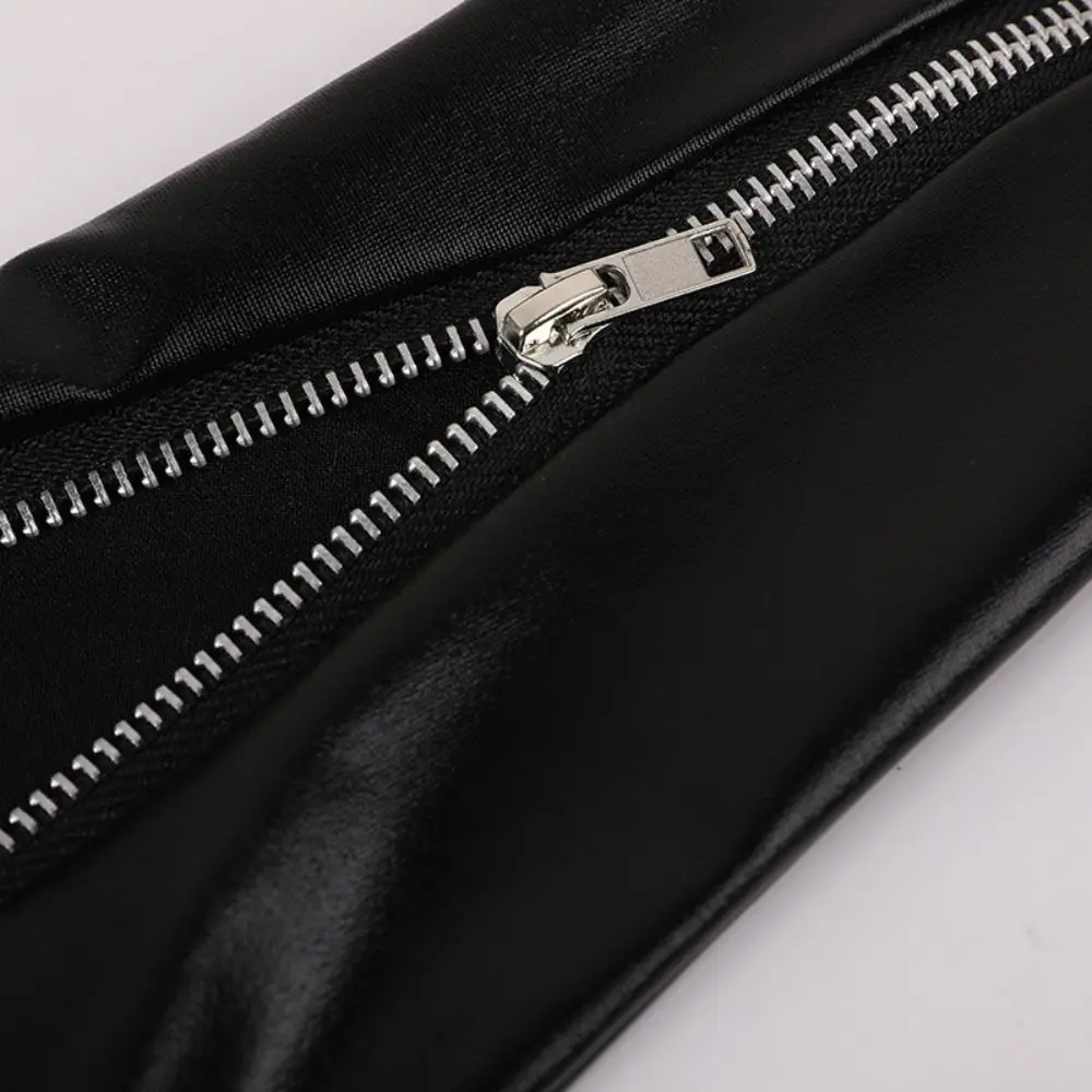 Slim Elastic Zipper Long Gloves Cloth Elbow Long Patent Leather Black Gloves Lolita Shiny Women Gloves Women