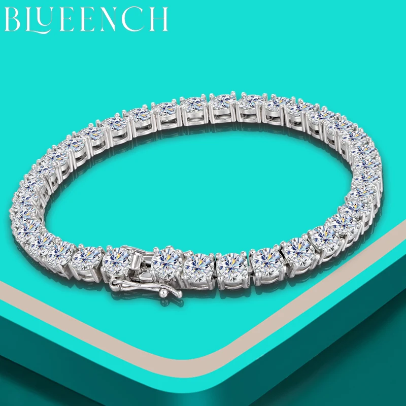 BLUEENCH D VVS1 Moissanite Tennis Bracelet Original s925 Sterling Silver Plated 18k White Gold with GRA Bracelets for Women Man