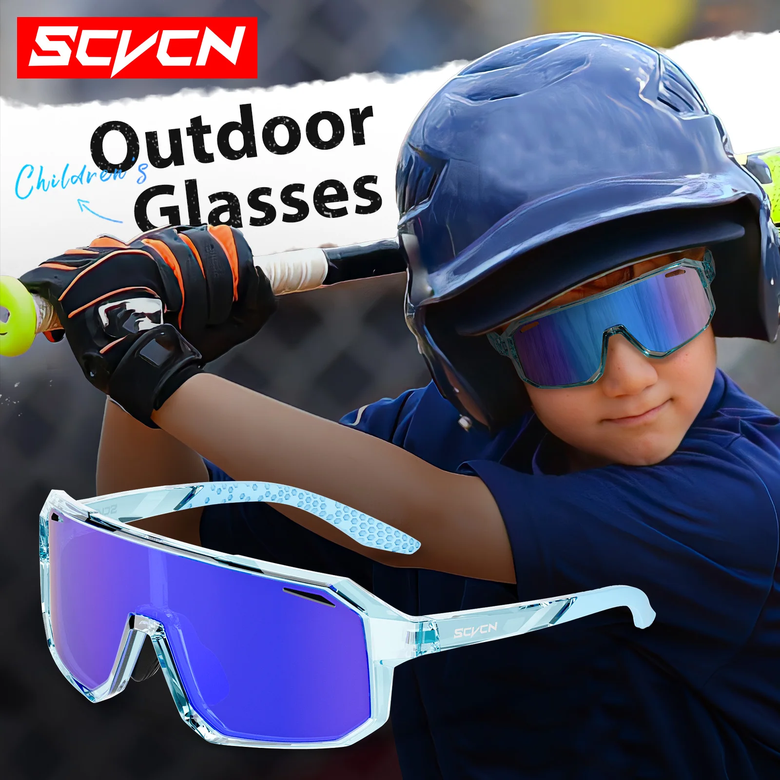 SCVCN Outdoor Children UV400 Bike Glasses Cycling Sports Goggles Sunglasses Baseball Equipment Hiking Golf Windproof Boy Girl