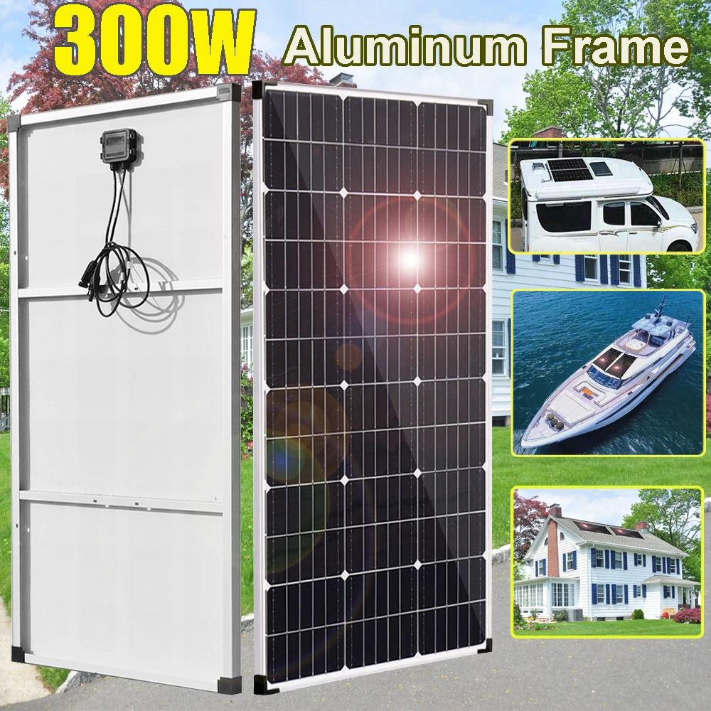 300w 150w 12v solar panel aluminum frame lightweight photovoltaic panel system for home balcony camper RV yacht travel 1000w