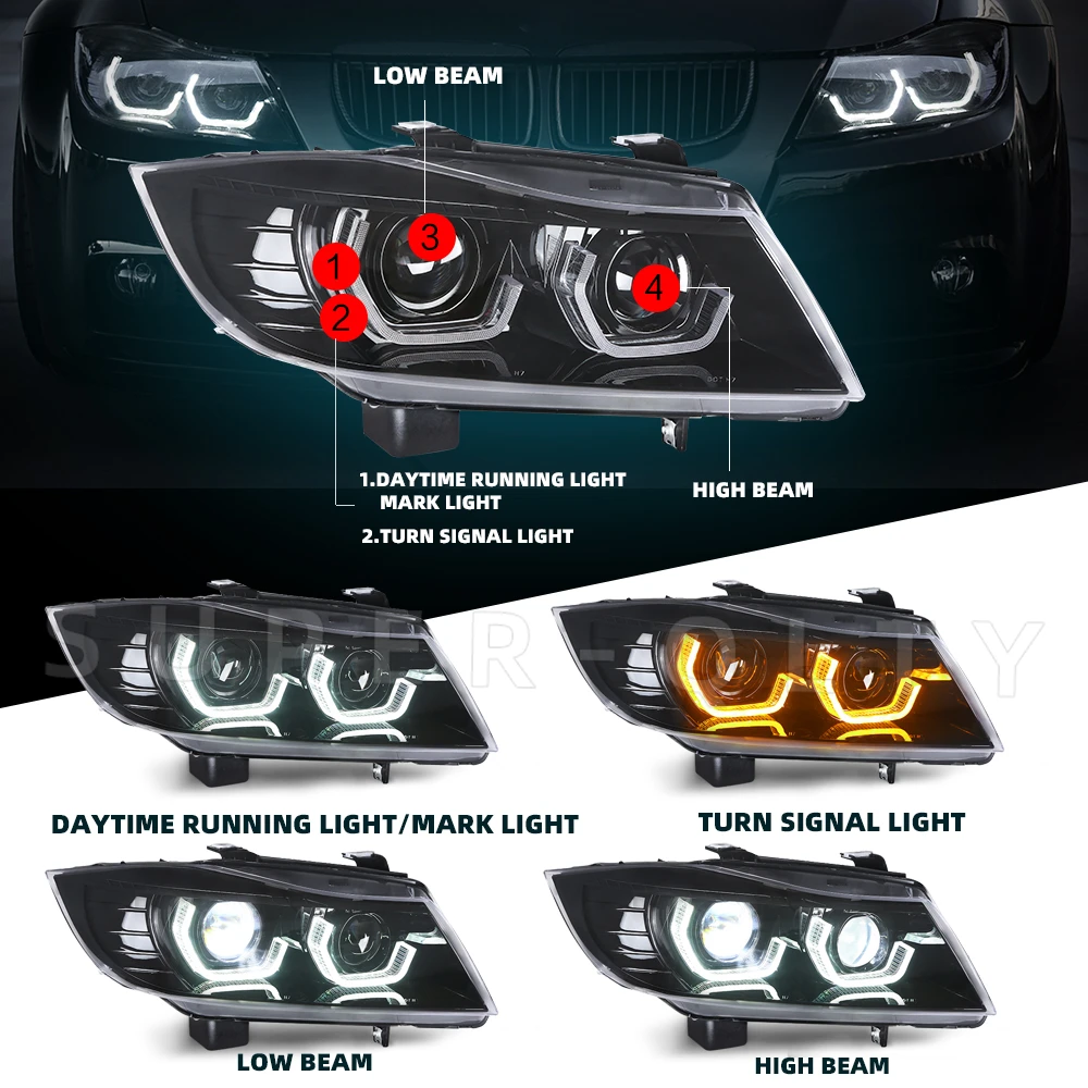 For BMW 3 Series E90 2005-2012 X3 Upgrade Projector LED Headlight Assembly Dynamic Turn Signal DRL Replacement Headlamps