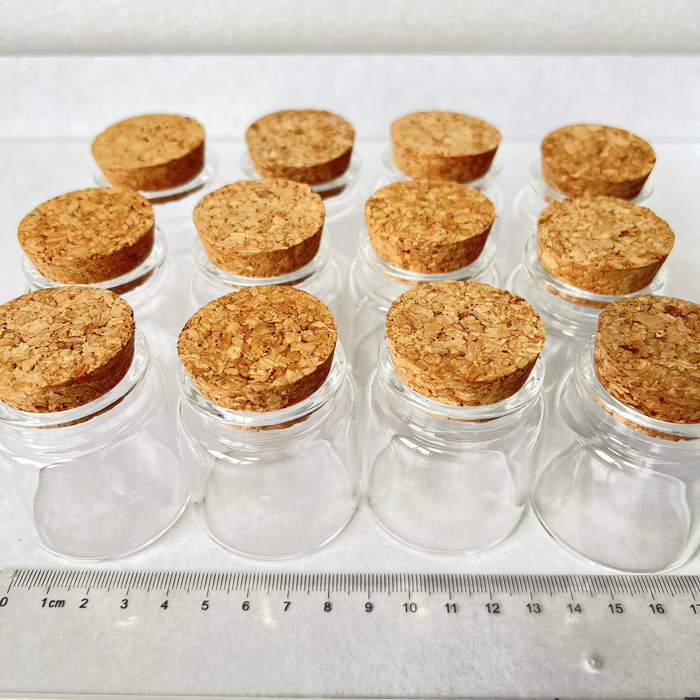 12 PCS 50ml Clear Glass Bottles with Cork Stoppers 33×47×50mm Small Spice Storage Jars DIY Crafts Essential Oil Decorative Vials