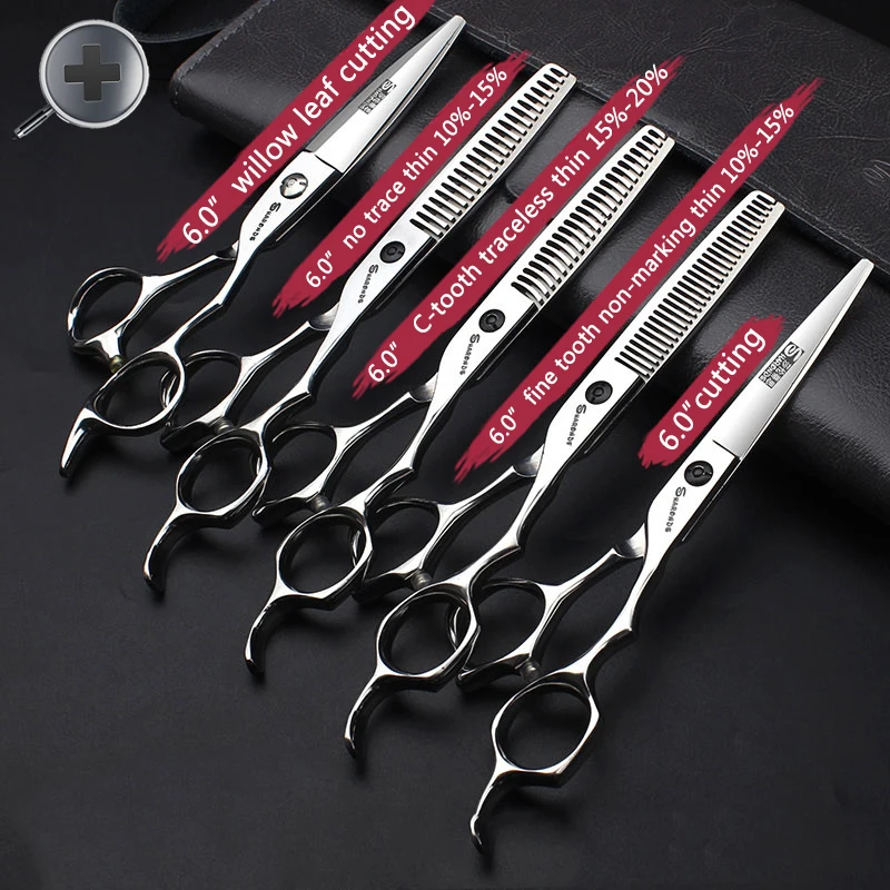 Gunting Rambut Profesional Penata Rambut Set Gunting 6-inci Alat Potong Rambut Barber Datar untuk Potongan Rambut