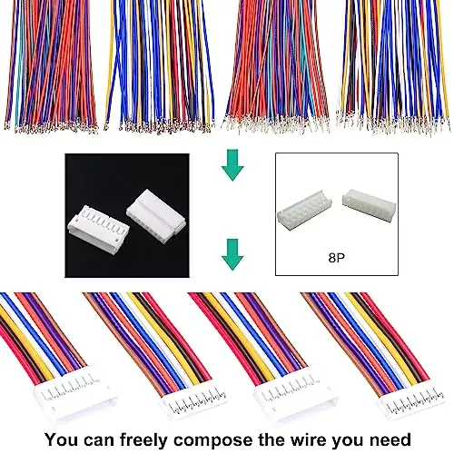 

JST ZH 1.5mm Male & Female Extension Connector Kit with 28AWG Premium Pre-Crimped Wires 150mm for Electronics DIY Projects