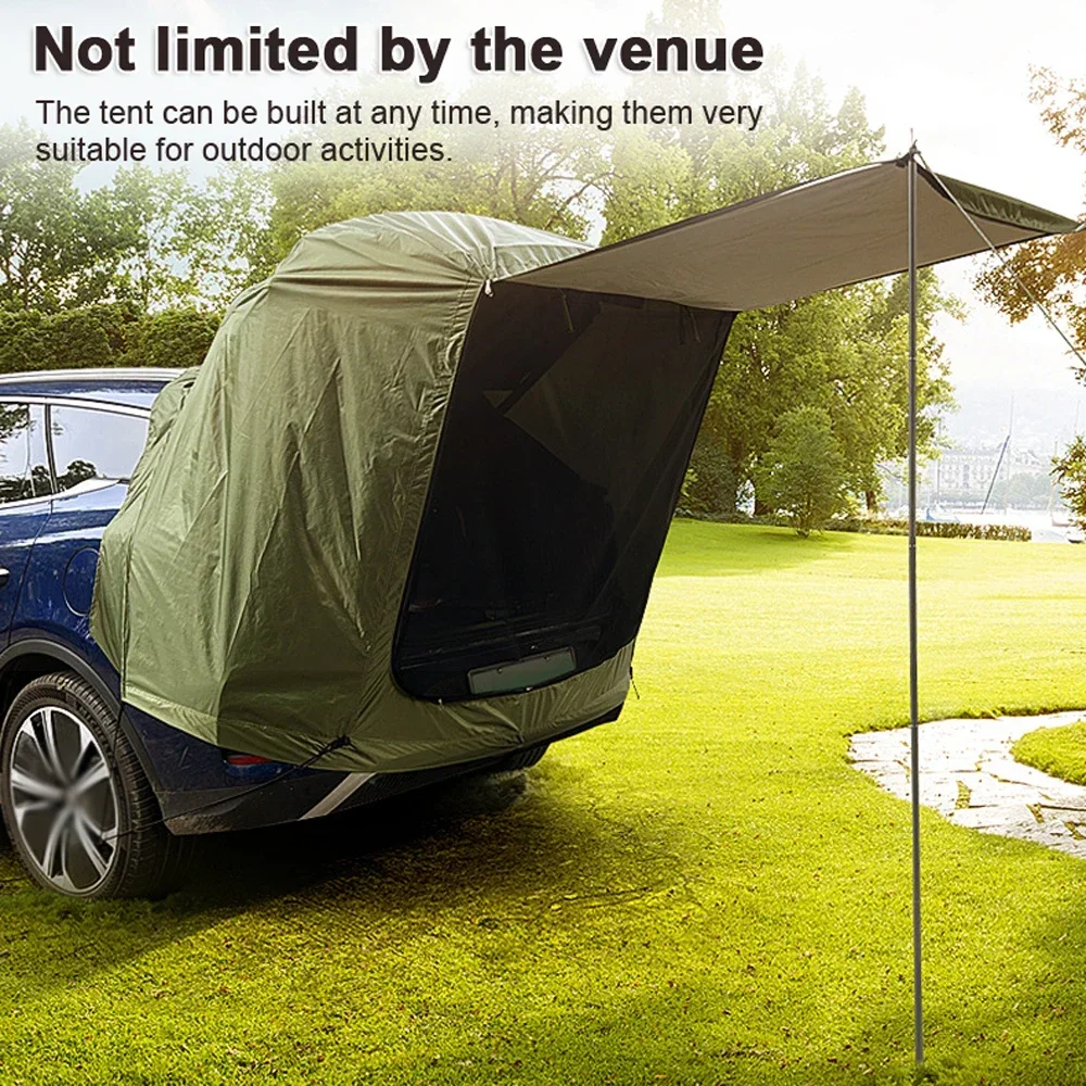 Camping Car Rear Tent Outdoor Car Trunk Tent w Canopy Car Trunk Extension Tent Sunshine-Proof Camping Equipment Travel Supples