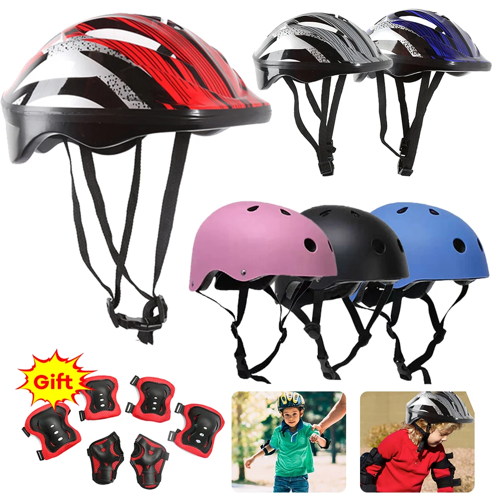 Casque de vélo respirant absorbant les chocs pour enfants, coudières pour garçons et filles, coussinets de poignet pour enfants, casque de sécurité pour scooter, accessoire de sport en plein air, 7 pièces