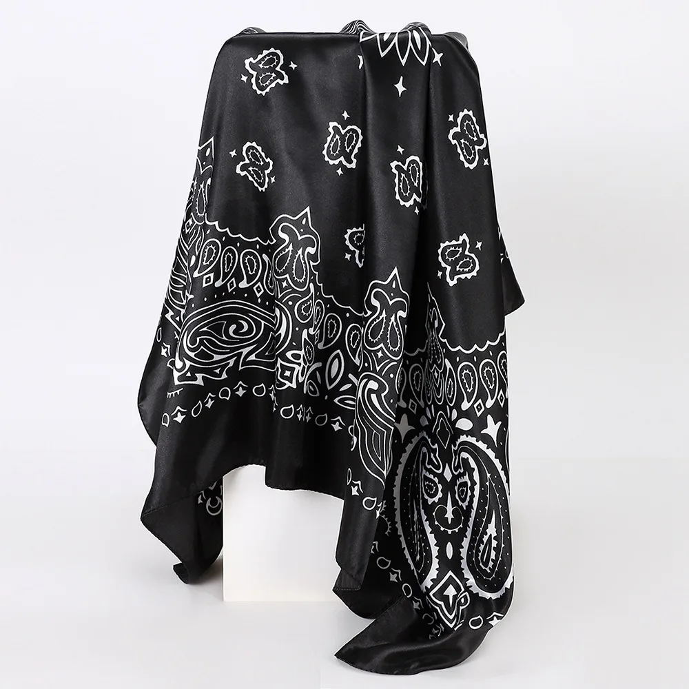 

New Luxury Print Imitation Silk Square Scarf Thin Paisley Headkercheif Hijab Foulard Bandana Vintage Hair Scarf Headband Women