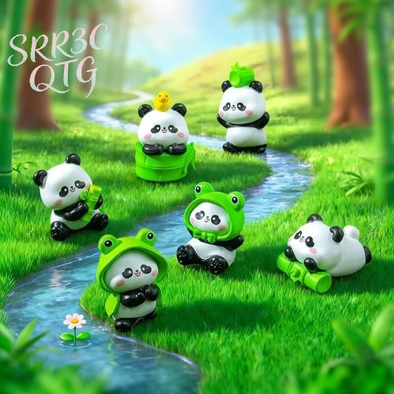 Hot Sale Cartoon Cute Panda PVC Animal Model Mini Ornament For Car Desktop Decoration Miniature Scenery Display Toy Gift