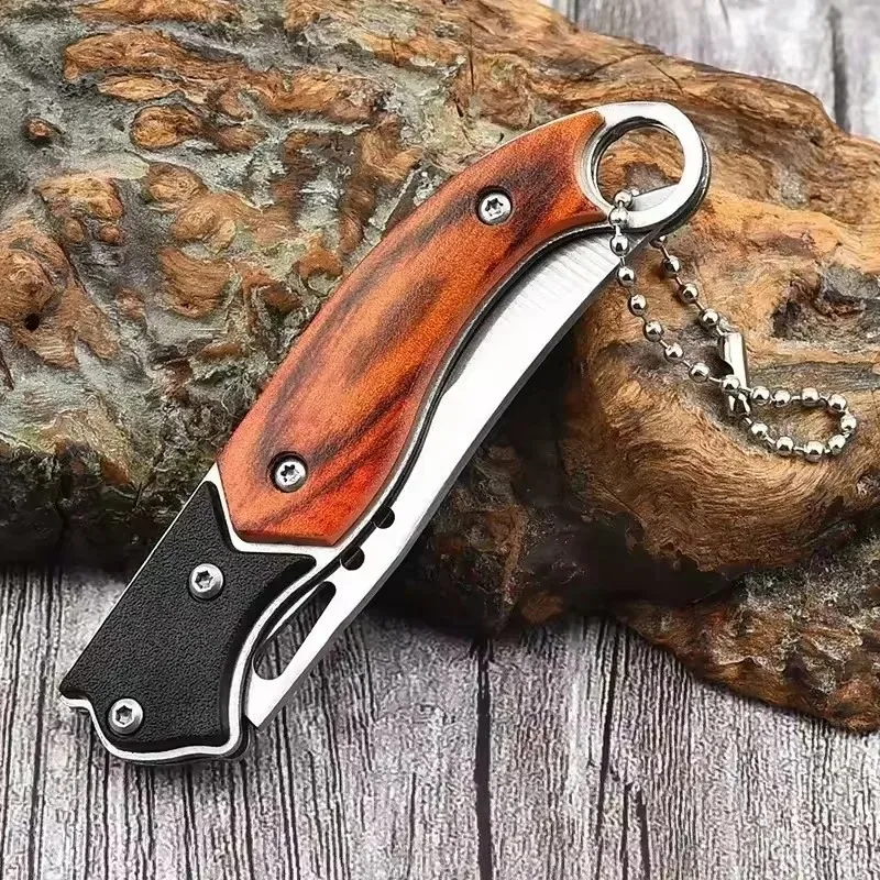 Portable Pocket Folding Knife Metal Material Outdoor Fruit Survival Folding Knife Hand Tool Keychain Accessories