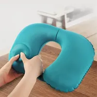 U Shape Neck Cushion Automatic Air Inflatable Pillow Compress Ring Pillow For Airplane Car Outdoor Travel Protable Relax