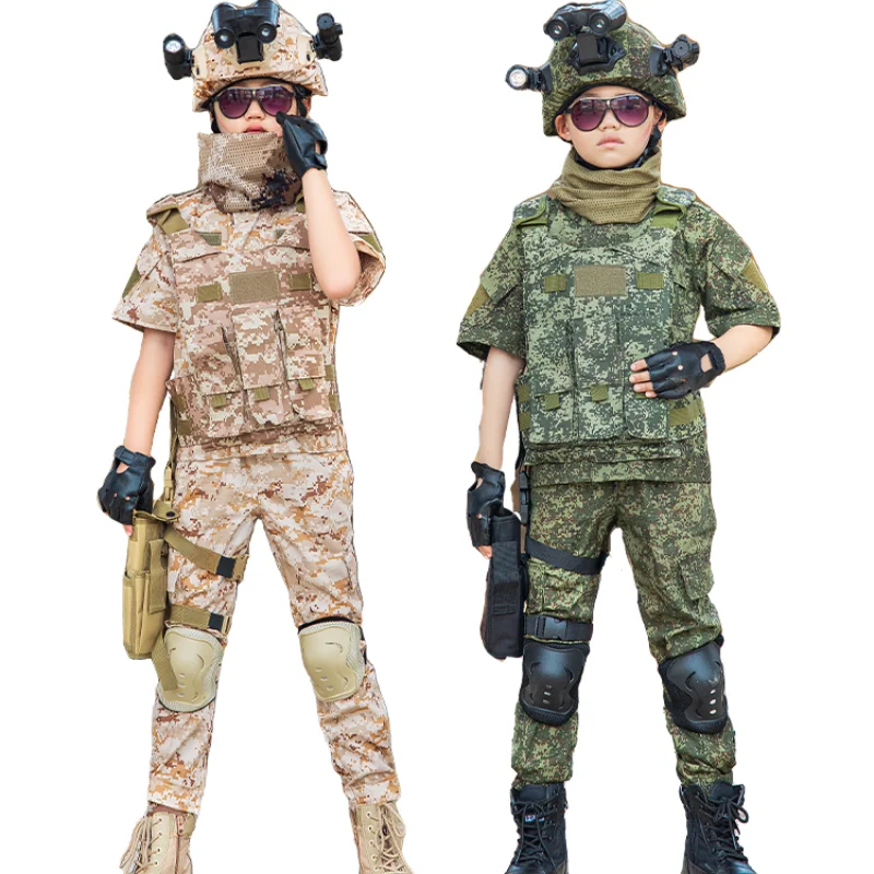 Imagem -05 - Camuflagem de Forças Especiais para Meninos e Meninas Uniformes de Treinamento em Acampamento Infantil Tático Presentes de Férias Novo Emr Verão