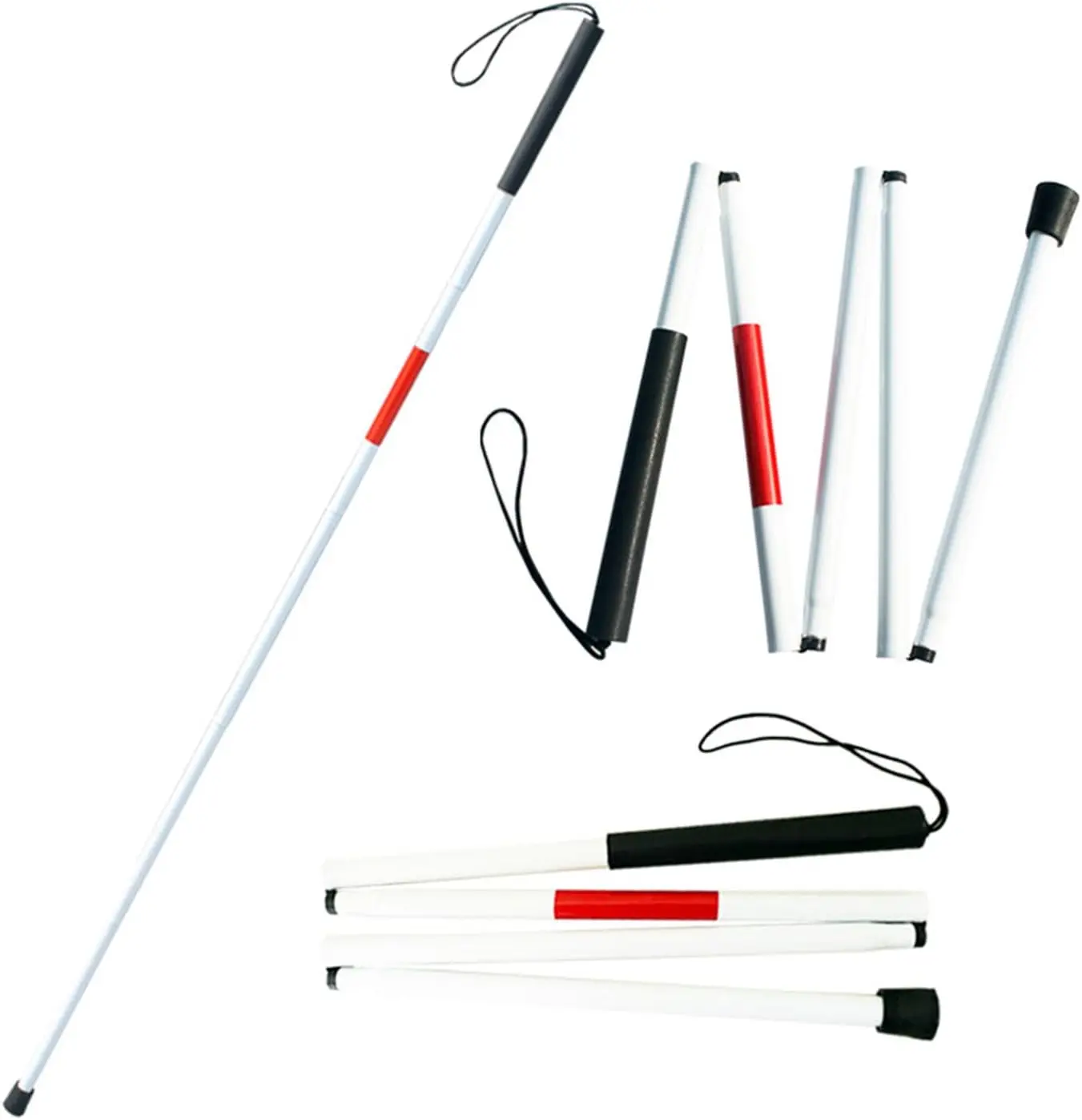 

Folding Aluminum Walking Cane Stick Reflective Red for The Blind or Visually Impaired Blind Cane Folds in 4 Sections