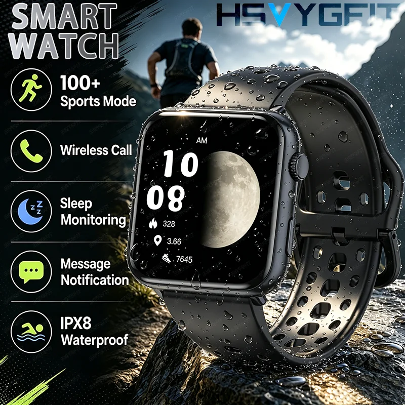 2026 New Men and Women Stylish Smart Watch 1.72' HD Screen Health Management Weather 100+ Sports Modes Bluetooth Call Smart Watc