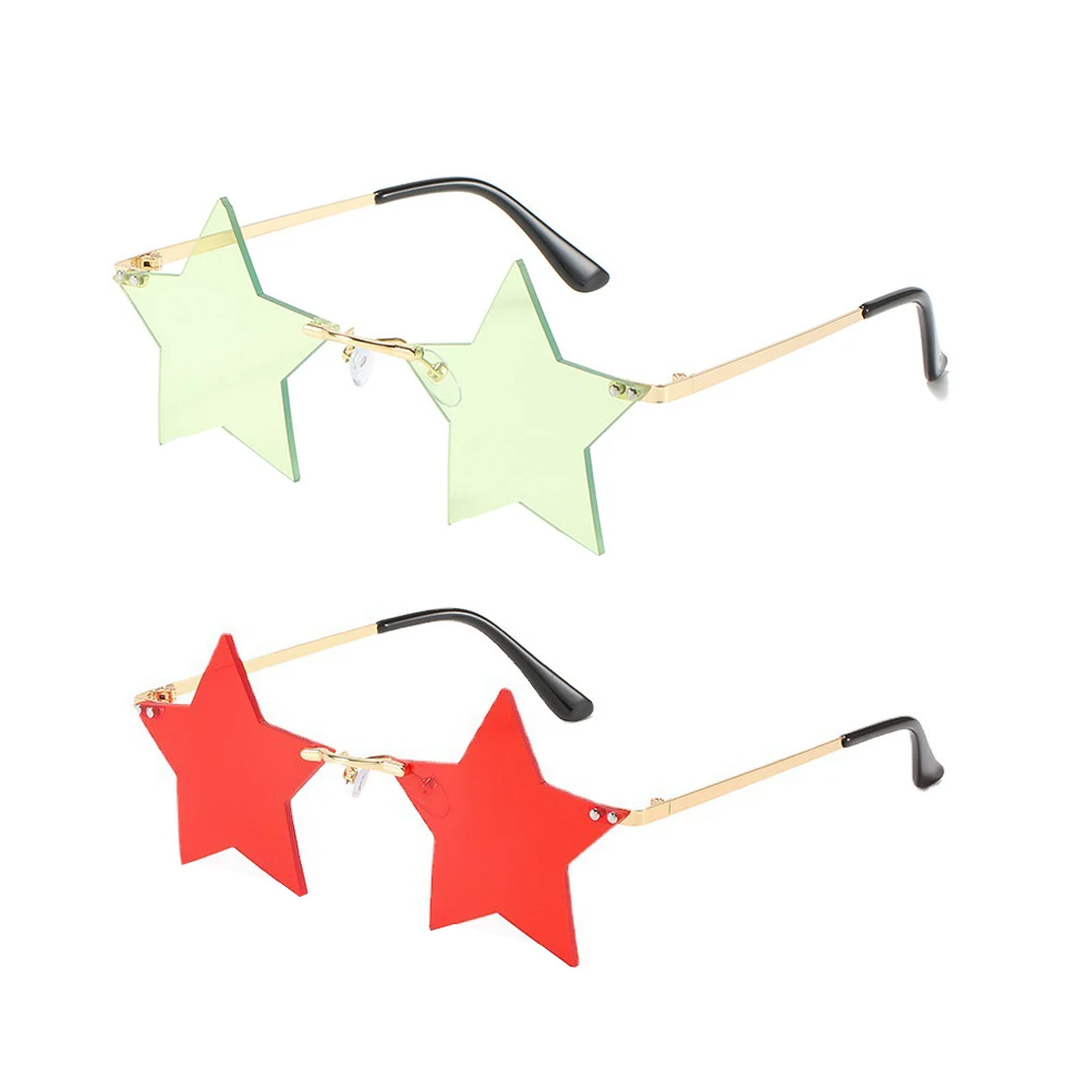 

2pcs 2 Pairs Star Shaped Sunglasses Decorative Pentagram Eyewears Copper Alloy PC Material Birthday Party Eyeglasses