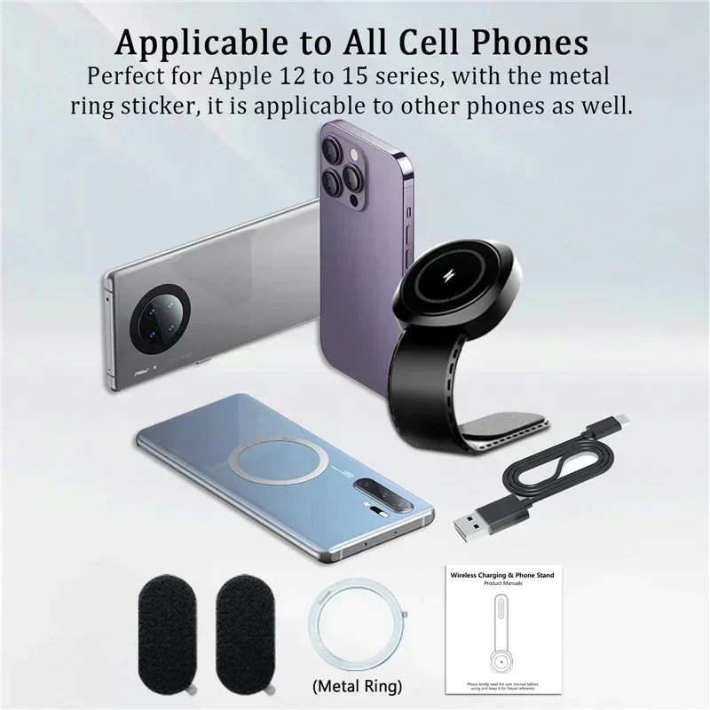 Car Magnetic Wireless Charger Adhesive Style Adjustable Dashboard Phone Chargers For Magsafe iPhone 16 15 14 13 12 Fast Charging