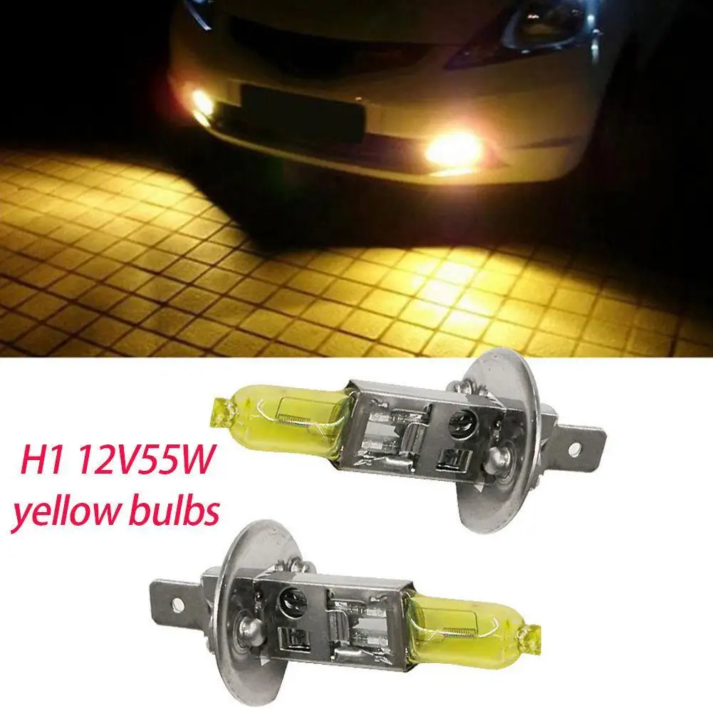 H1 12V 55W Halogen Bulbs Yellow Lights 3000k Car Headlight Auto Fog Lamps