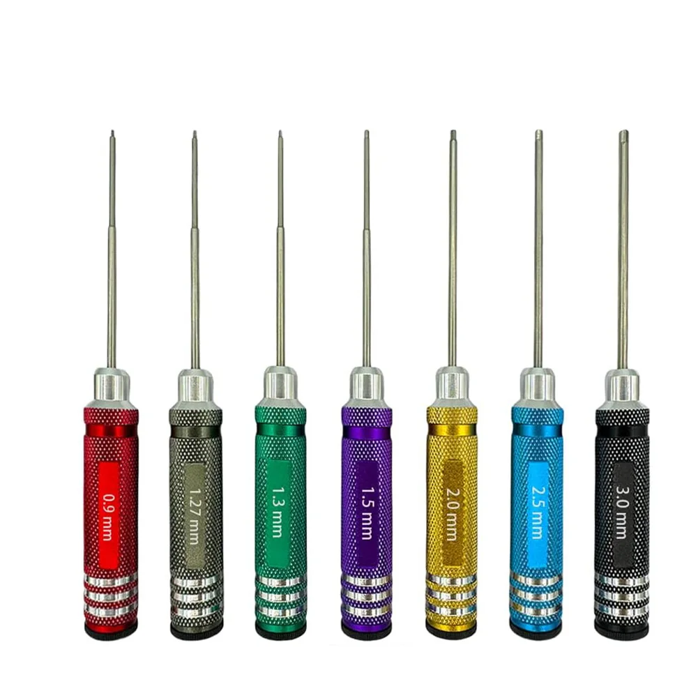 

7pcs Colorful Hex Screwdriver Set Precision Repair Tools For Rc Car Models 0.9-3.0mm Hex Screwdriver Set Hand Tools Nutdrivers