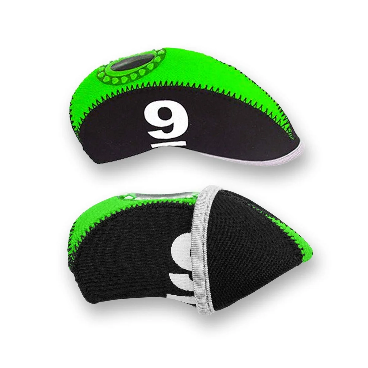 

10 pcs Golf Iron Head Covers Neoprene Waterproof Durable Club Protectors Numbered Design Fit All Brands Black Green