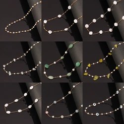 Stainless Steel Pearl Necklace for Women Bead Stone Pearl Chain Choker Necklace Jewelry Gifts