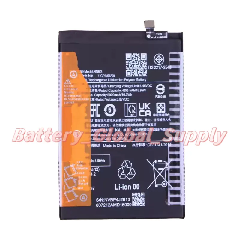 

3.87V 4900MAH battery, suitable for 10C BN5G fast delivery, high quality 1 piece