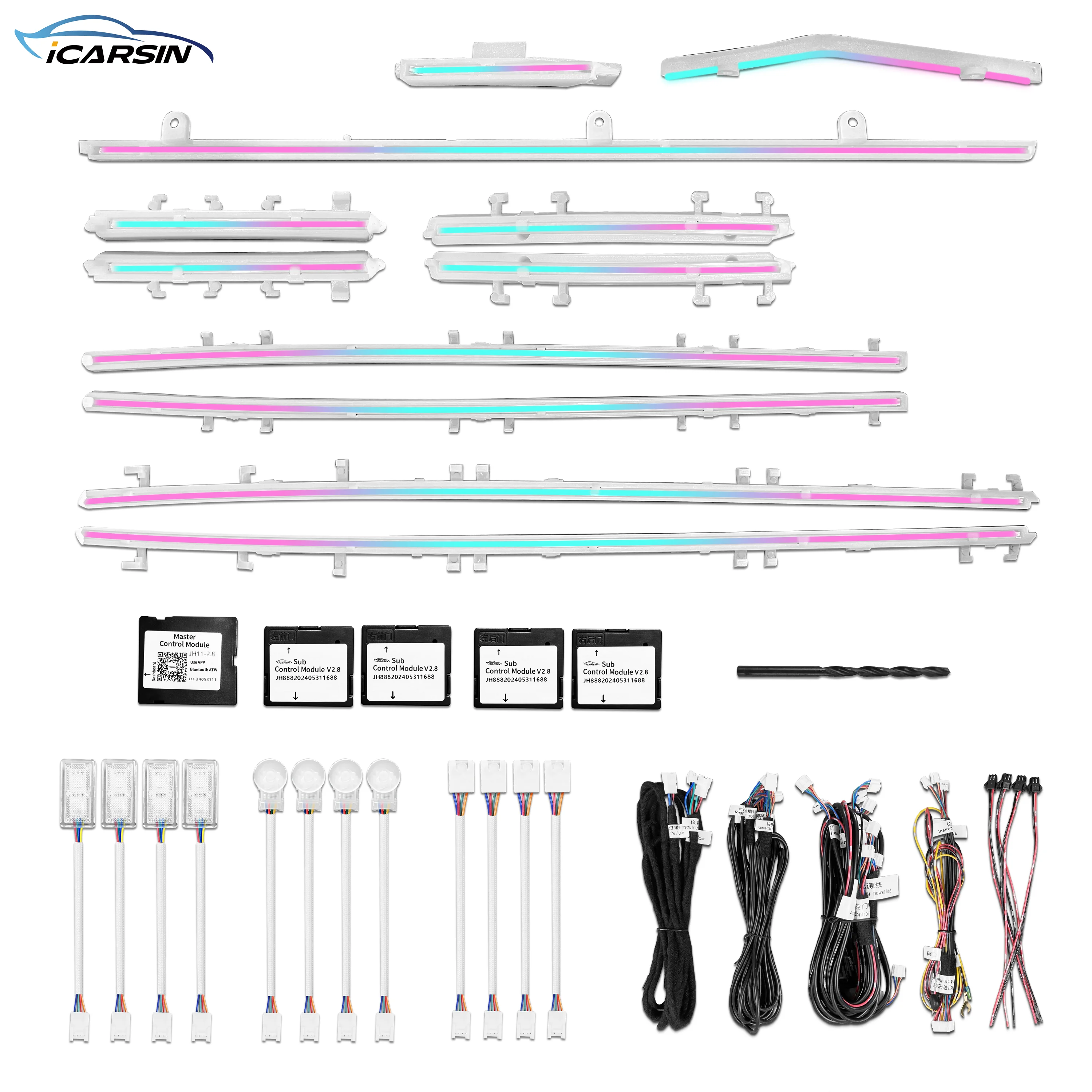 ICarsin for Volvo XC90 2015-2025 Ambient Light Dynamic Colorful Trim Strip Kit Car Interior LED Lighting Upgrade Accessories