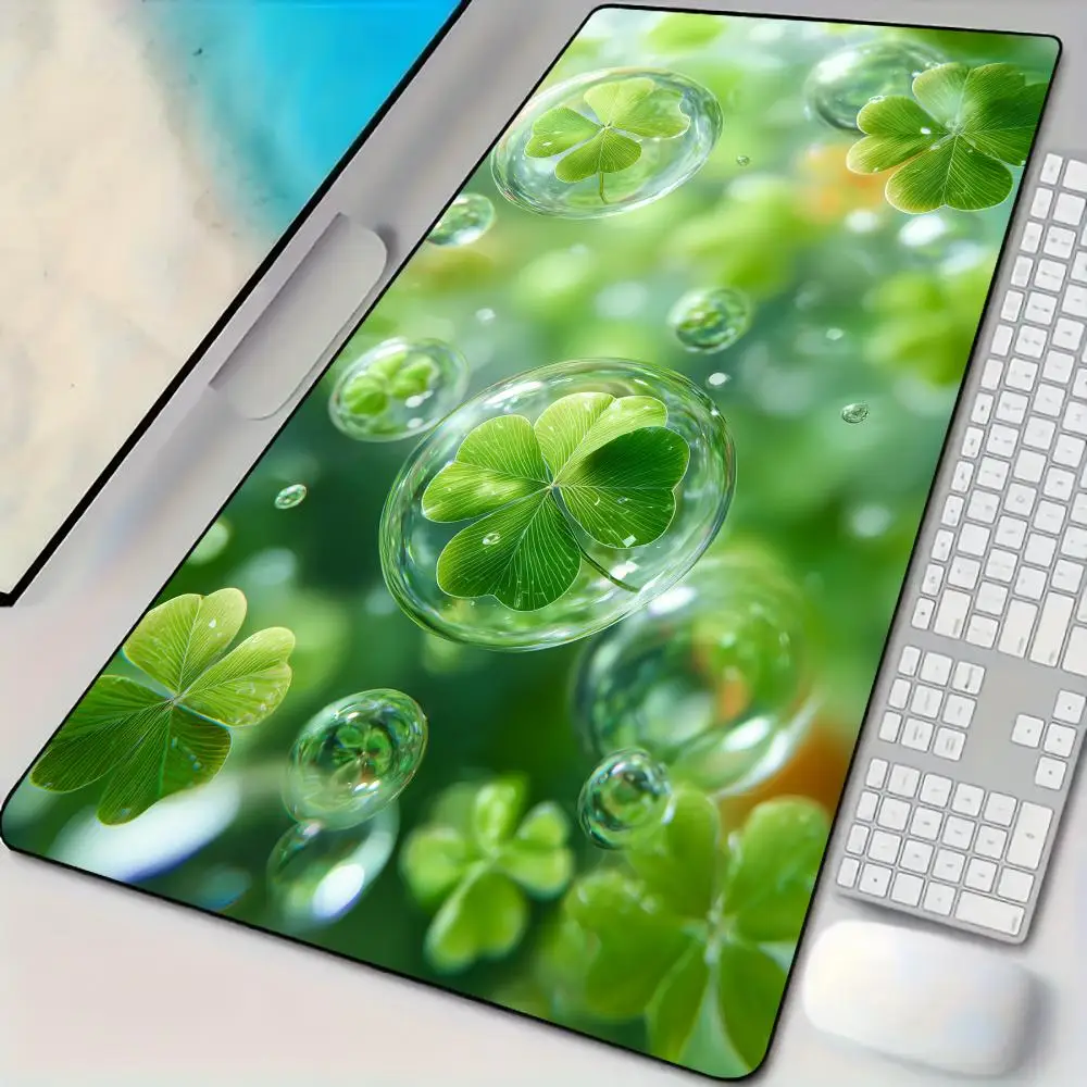 Green lucky clover Mouse Pad Desk Mat Large Computer Office Carpet XXL Mousepad Gamer Gaming PC Accessories Keyboard Rug
