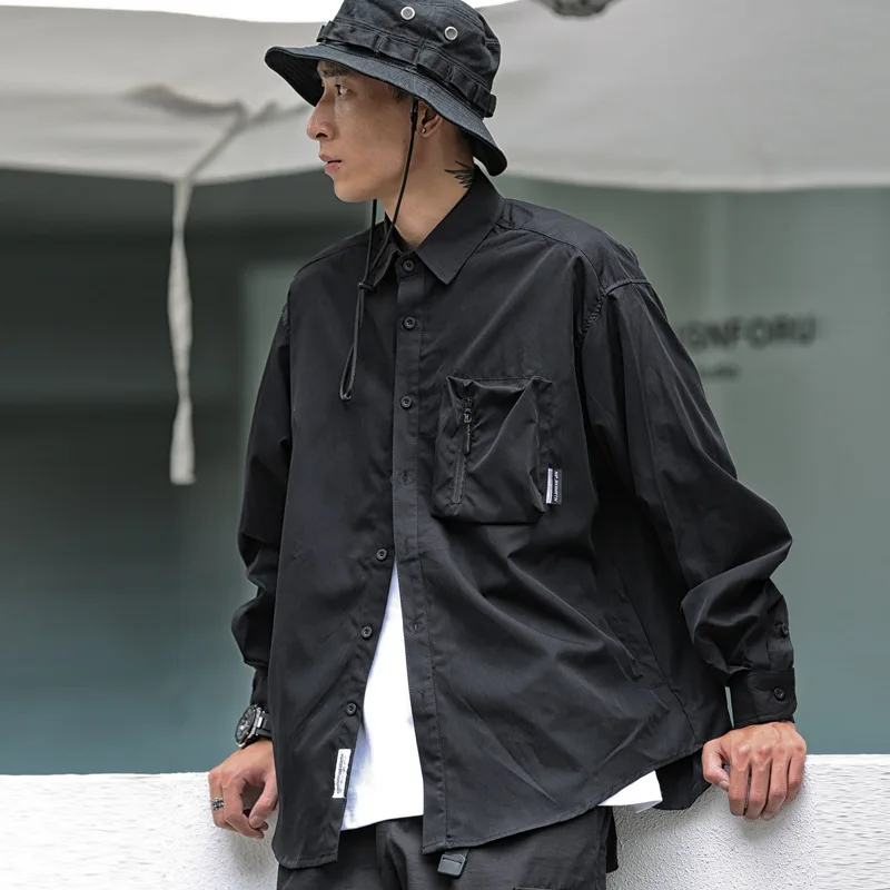 Autumn New Japanese Loose Shirt Cityboy Multi Pocket Shirt Trendy Brand Fashionable Loose Long Sleeve Shirt for Men and Women
