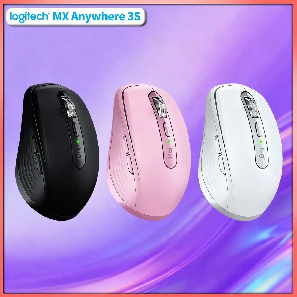 Ergonomic MX Anywhere 3S Mouse - 8K DPI 3-Device Sync Silent Click Ideal for Electronics Shop Office Training Hall Work Space